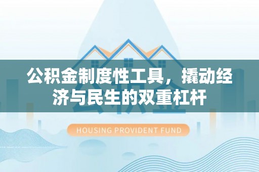 瑞丽公积金制度性工具，撬动经济与民生的双重杠杆