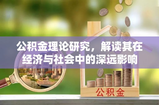 瑞丽公积金理论研究，解读其在经济与社会中的深远影响