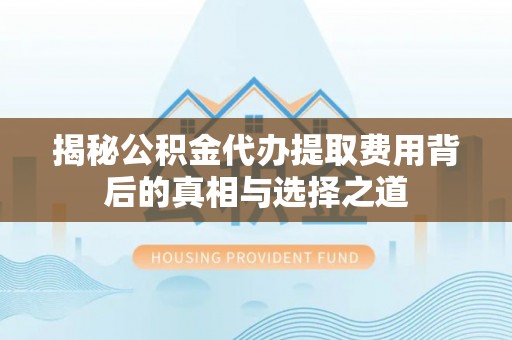 瑞丽揭秘公积金代办提取费用背后的真相与选择之道
