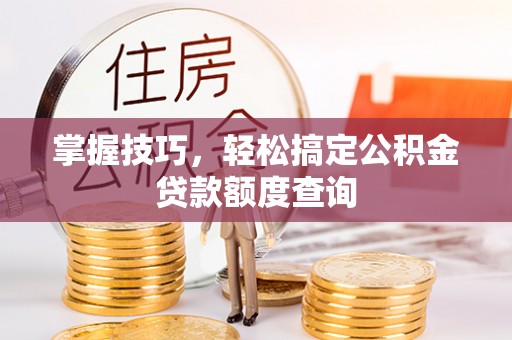 瑞丽掌握技巧，轻松搞定公积金贷款额度查询