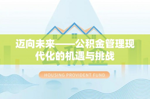 瑞丽迈向未来——公积金管理现代化的机遇与挑战