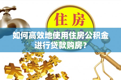 瑞丽如何高效地使用住房公积金进行贷款购房？
